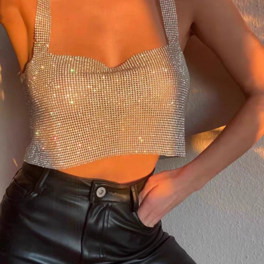 H&M NWT RHINESTONE COVERED BUSTIER CROP TOP
